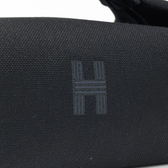 Hermes Bride-a-Brac Small Model Noir Canvas & Bleu Nuit Chevron Strap Case - Picture 9 of 14